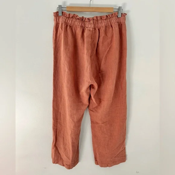 Wide Leg Linen-Blend Pants in Terra Cotta - Picture 2 of 4